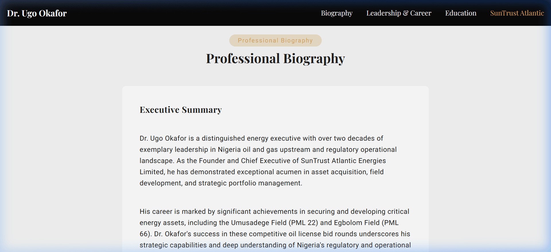 Dr. Ugo Okafor Portfolio screenshot 1